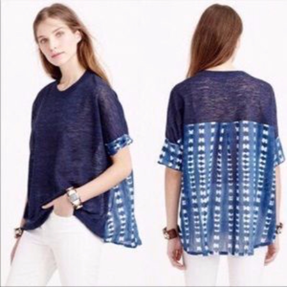 J. Crew Combo Sweater in Faded Adire